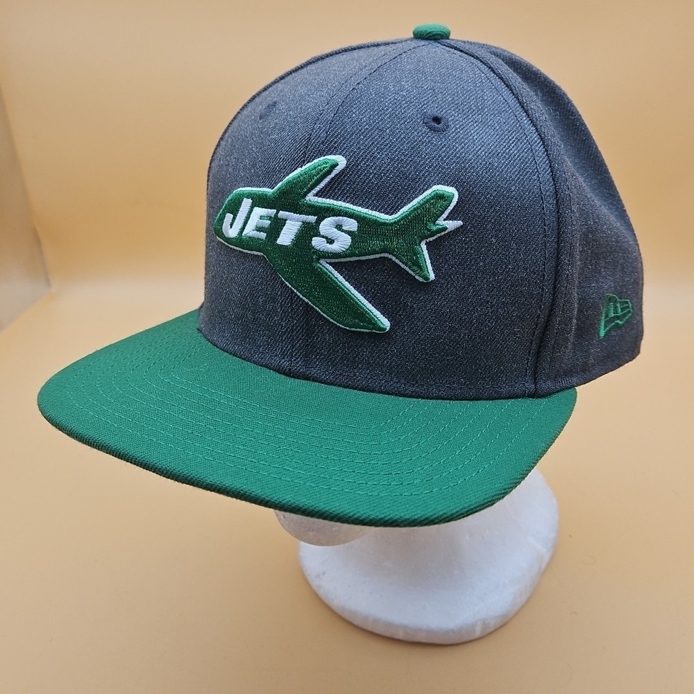 New York Jets Hat Cap New Era Snapback Gray Green Plane Logo One Size NFL OSFM